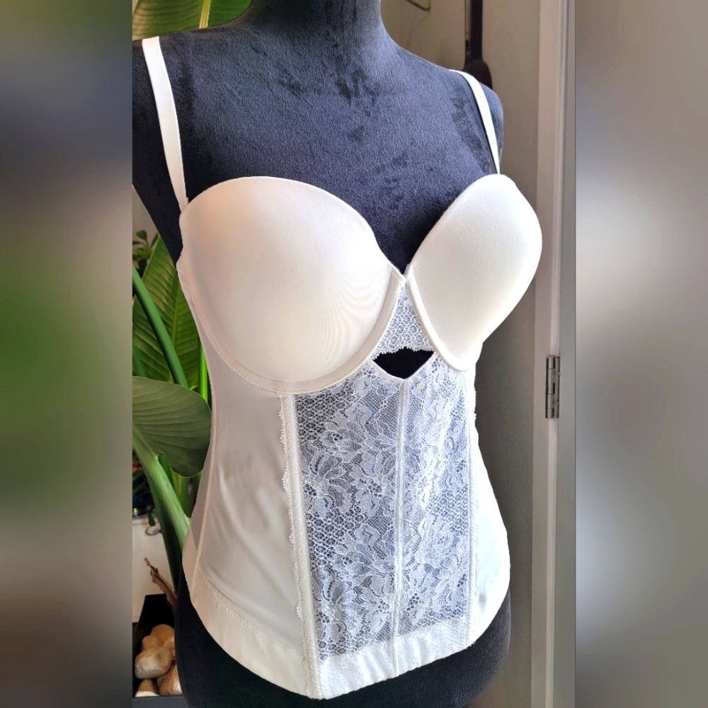 Women's Lace Bustier Bra Top - White